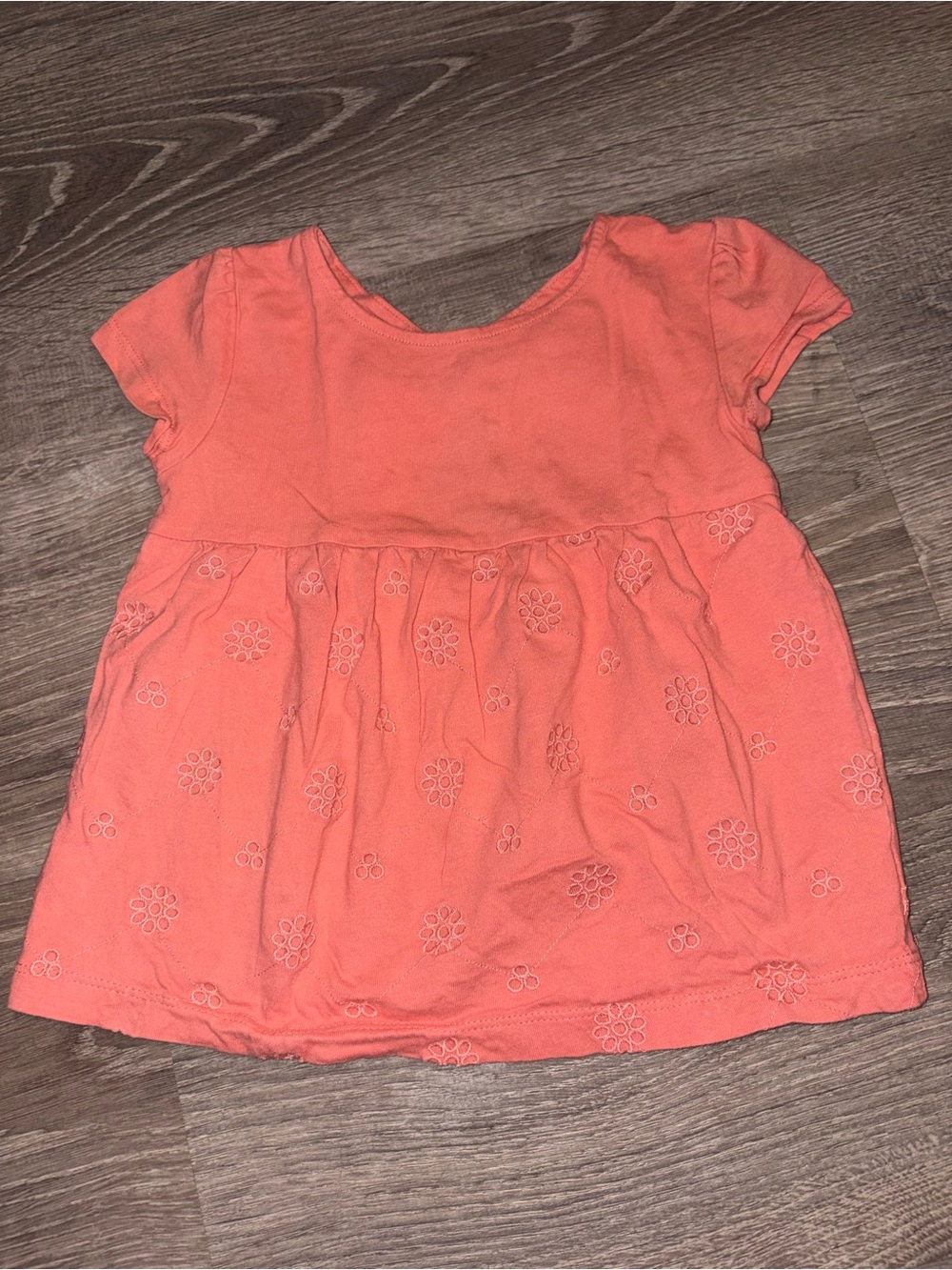 Carter's Coral Short Sleeve Eyelet Tunic